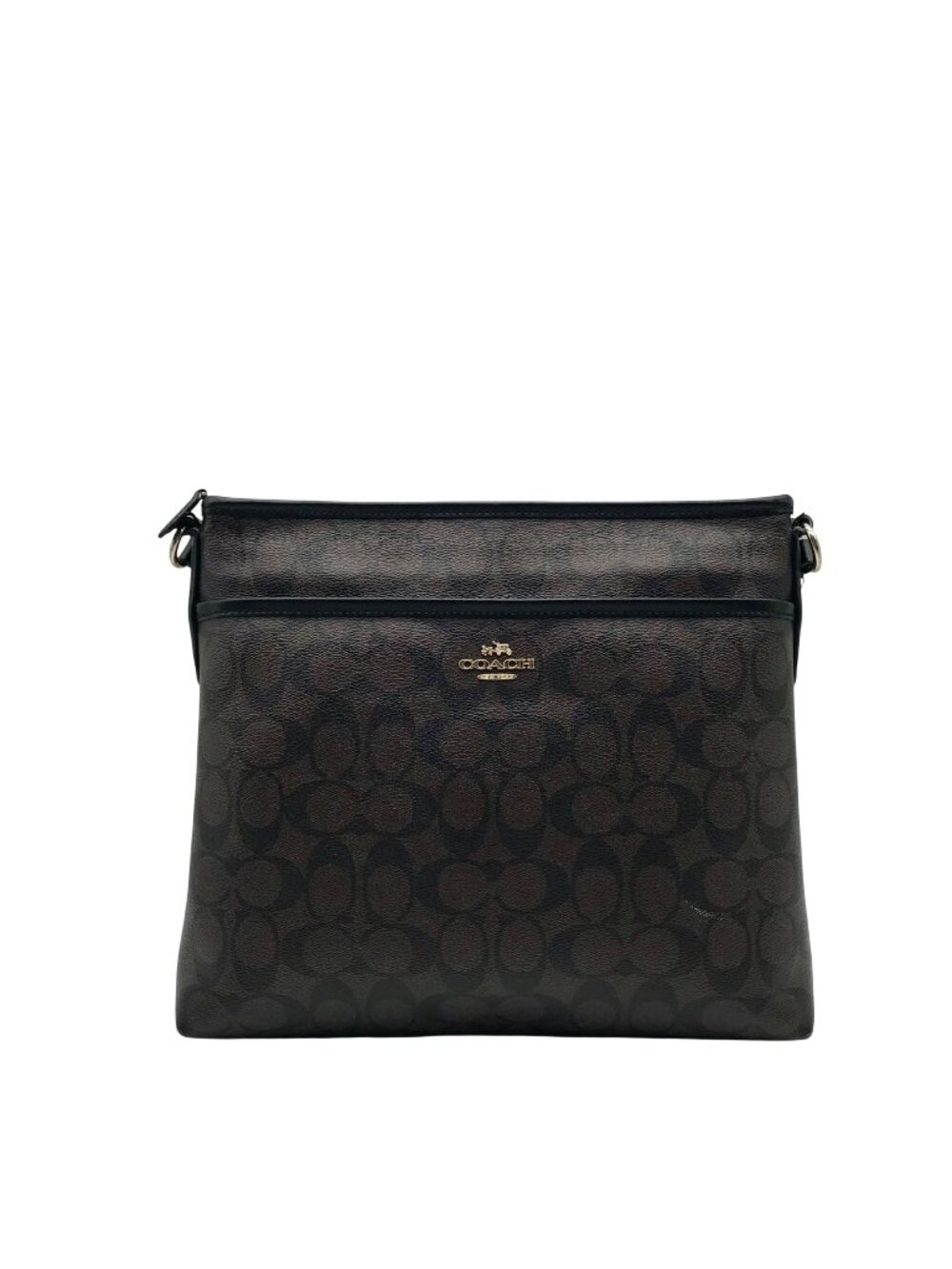 Coach Brown Signature Coated Canvas File Crossbody Bag
